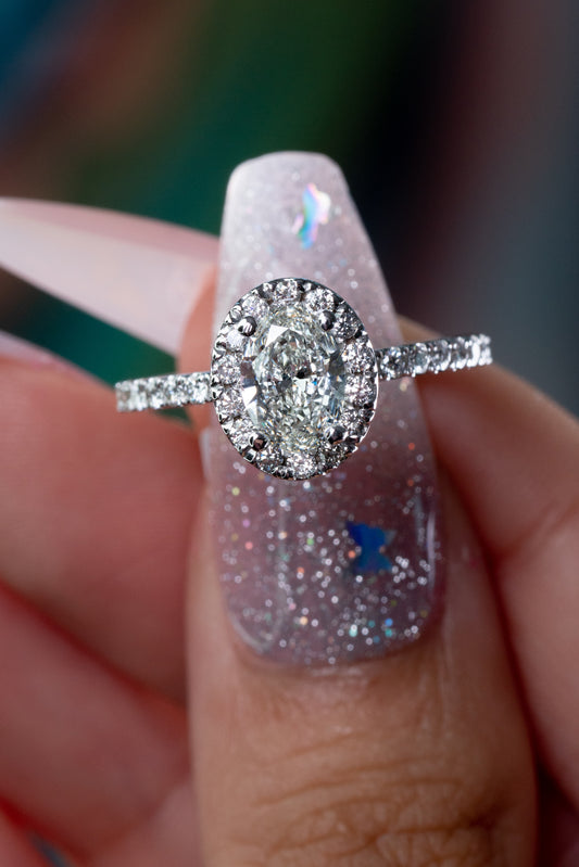 2-carat oval double halo ring