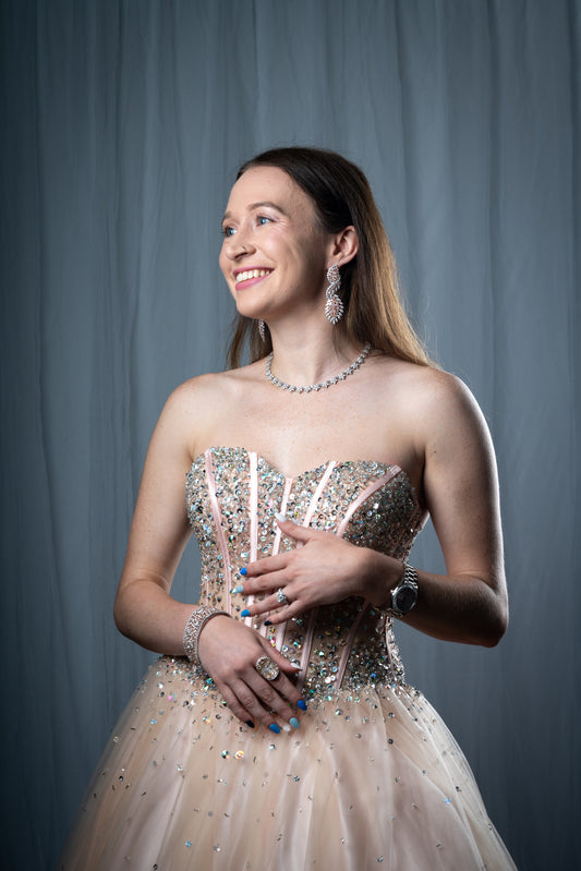 a bling cuff bracelet on our model