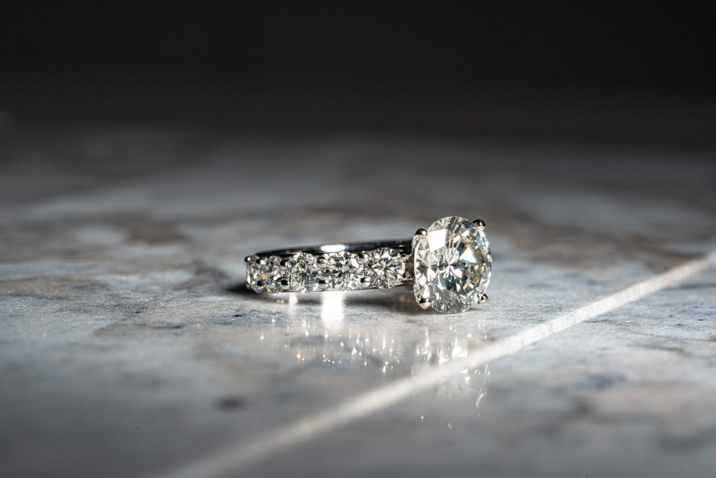 Jeweler resizing diamond ring