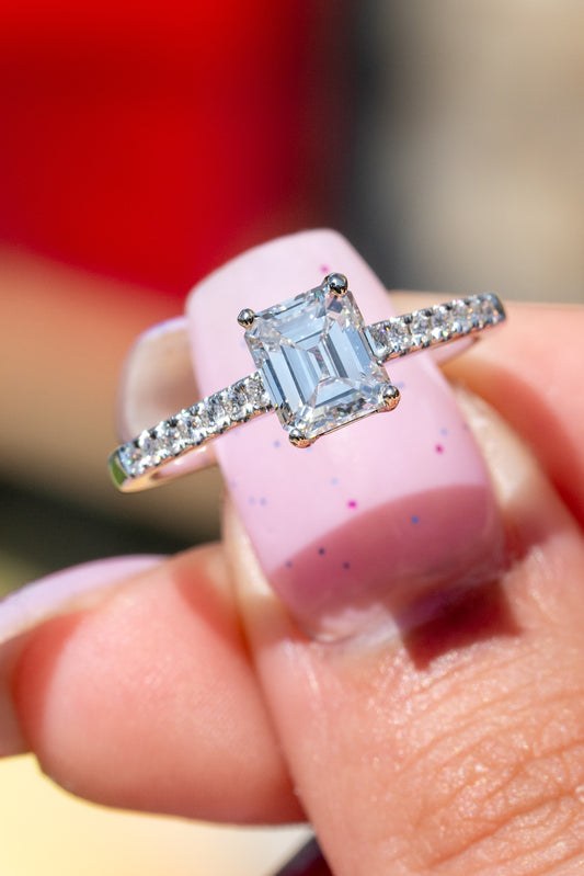 Asscher cut diamond engagement ring