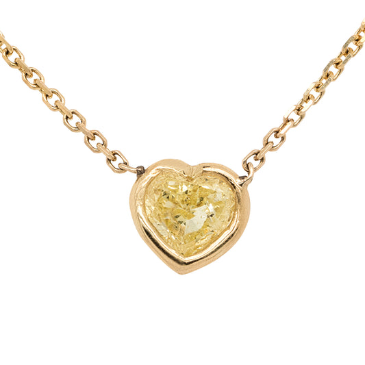 18k Yellow Gold Diamond Heart Pendant with Chain