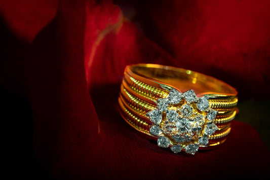 Yellow Gold Cluster Diamond Ring