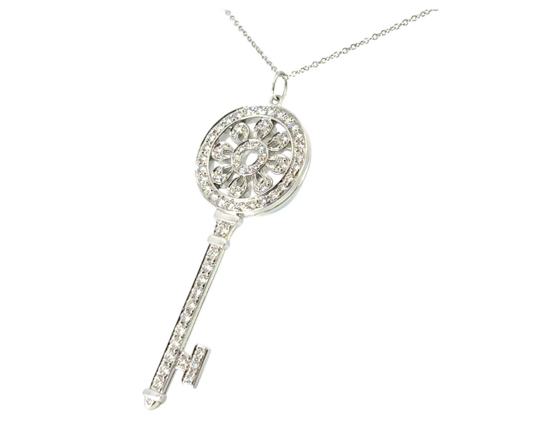 Platinum Diamond Petals Key Necklace by Tiffany & Co.