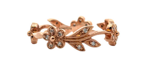 14k Rose Gold Floral Diamond Ring – Gabriel & Co.