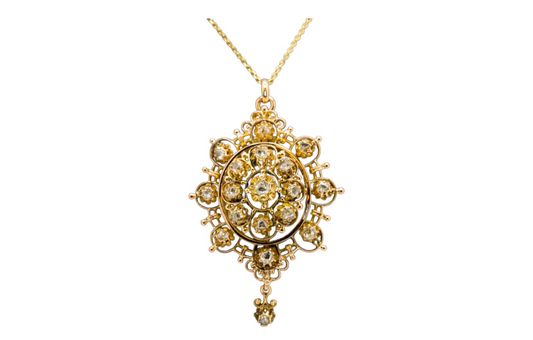 14k Yellow Gold Rose-Cut Diamond Pendant Necklace