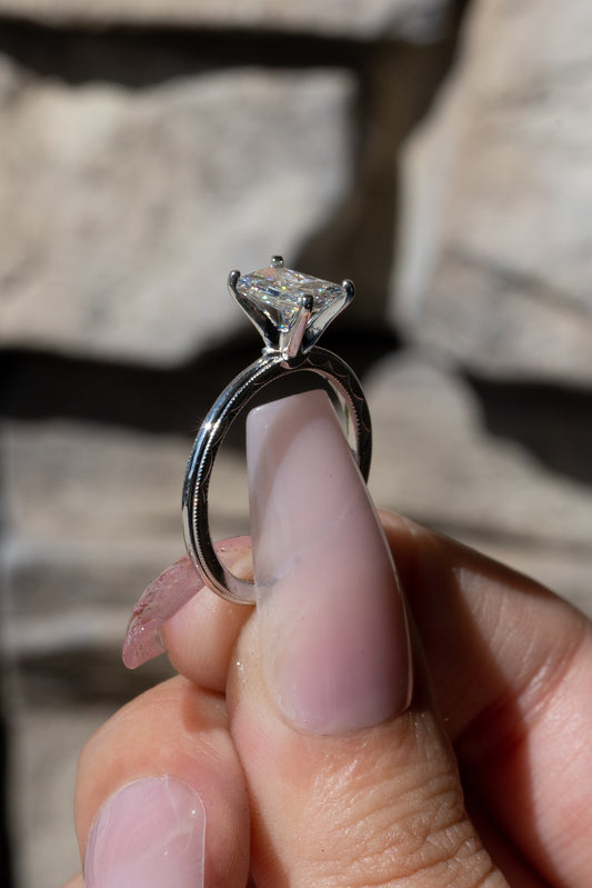 Baguette-Cut Solitaire Diamond Ring