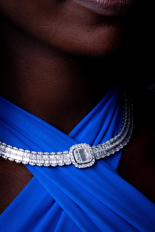 double-strand diamond necklace side
