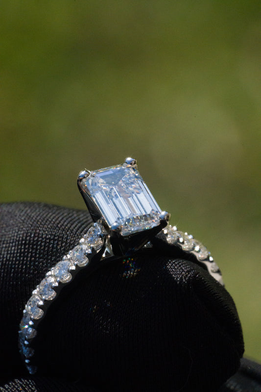 emerald-cut diamond on ground