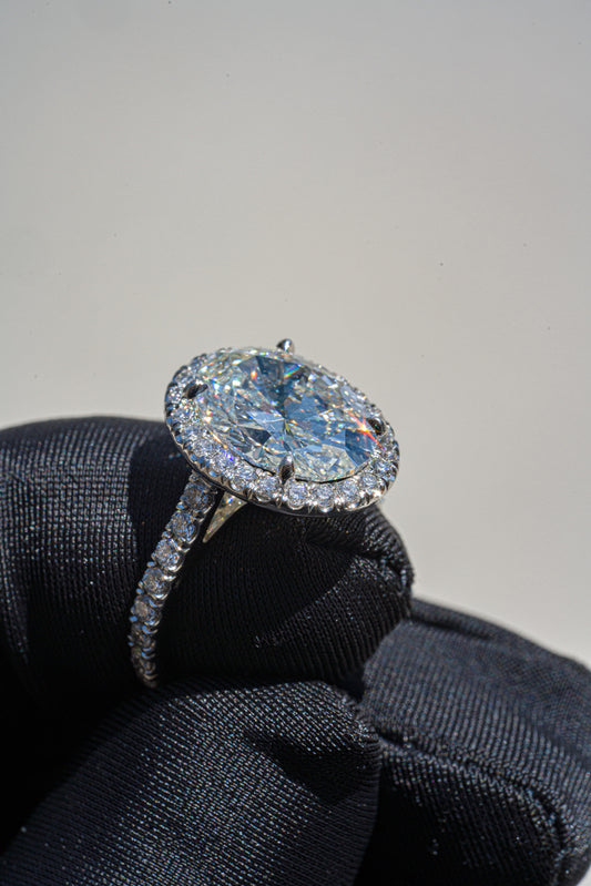 Oval-Cut Diamond Halo with Eternity Band