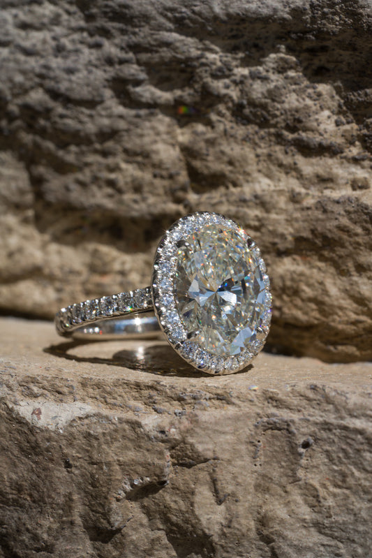 Oval-Cut Diamond Halo Engagement Ring