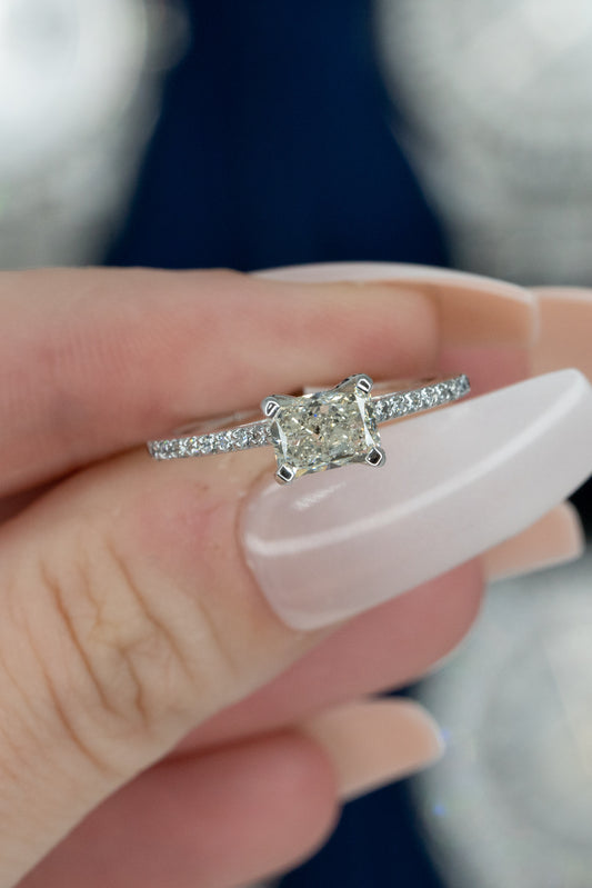 Rectangular Solitaire with Half Eternity Band