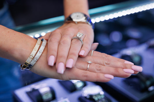 Yellow and White Gold Diamond-Crusted Bangles