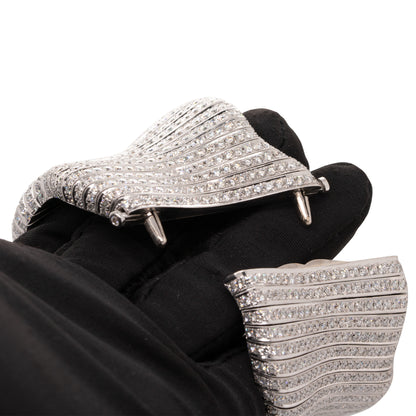 18k White Gold 30ctw Round Cut Diamond Pave Wavy Bangle