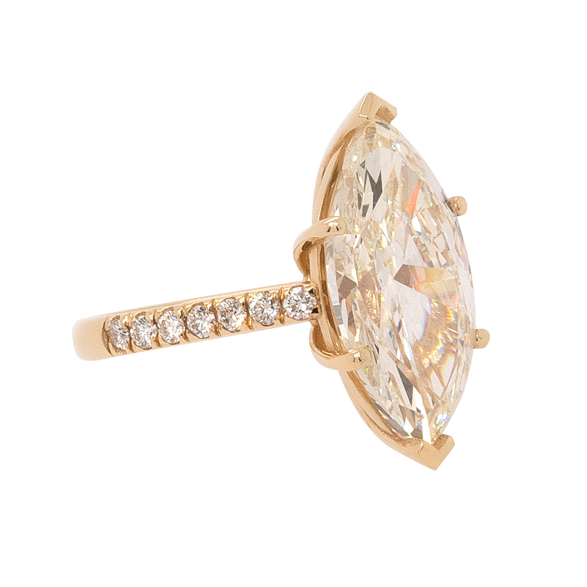 18k Yellow Gold GIA Certified 10.05ct Natural Marquise Cut Diamond Ring