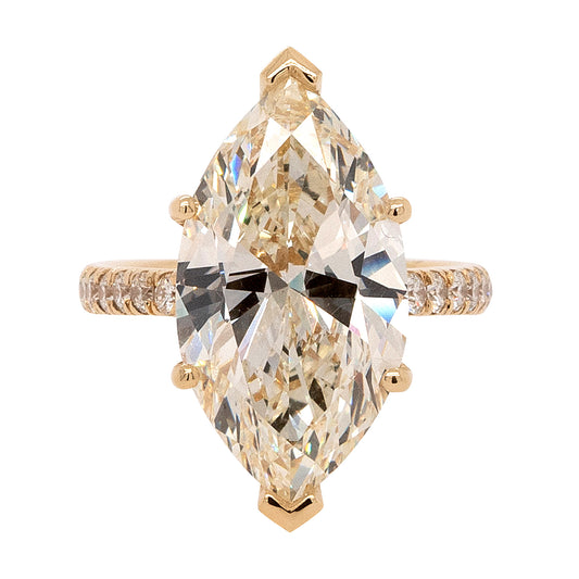18k Yellow Gold GIA Certified 10.05ct Natural Marquise Cut Diamond Engagement Ring