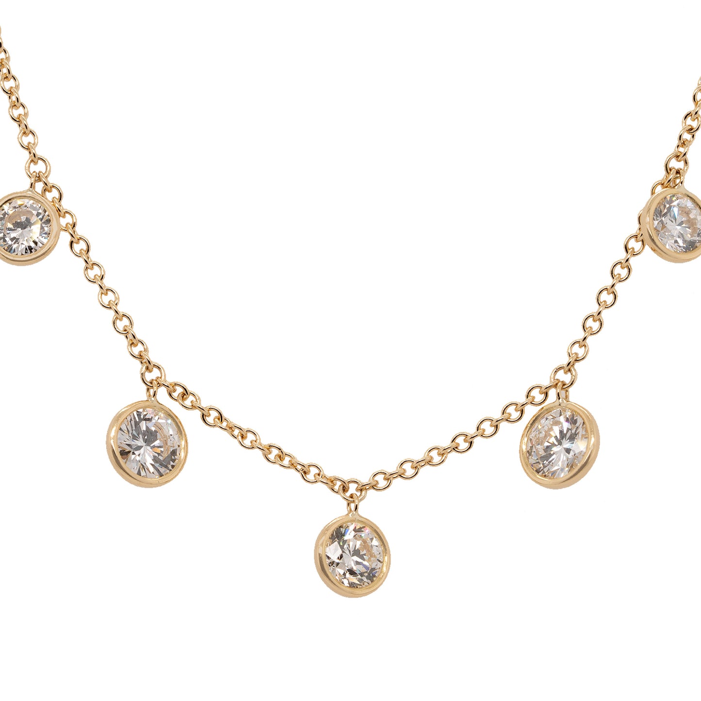 18k Yellow Gold 3.54ctw Round Cut Diamond By The Yard Choker Necklace