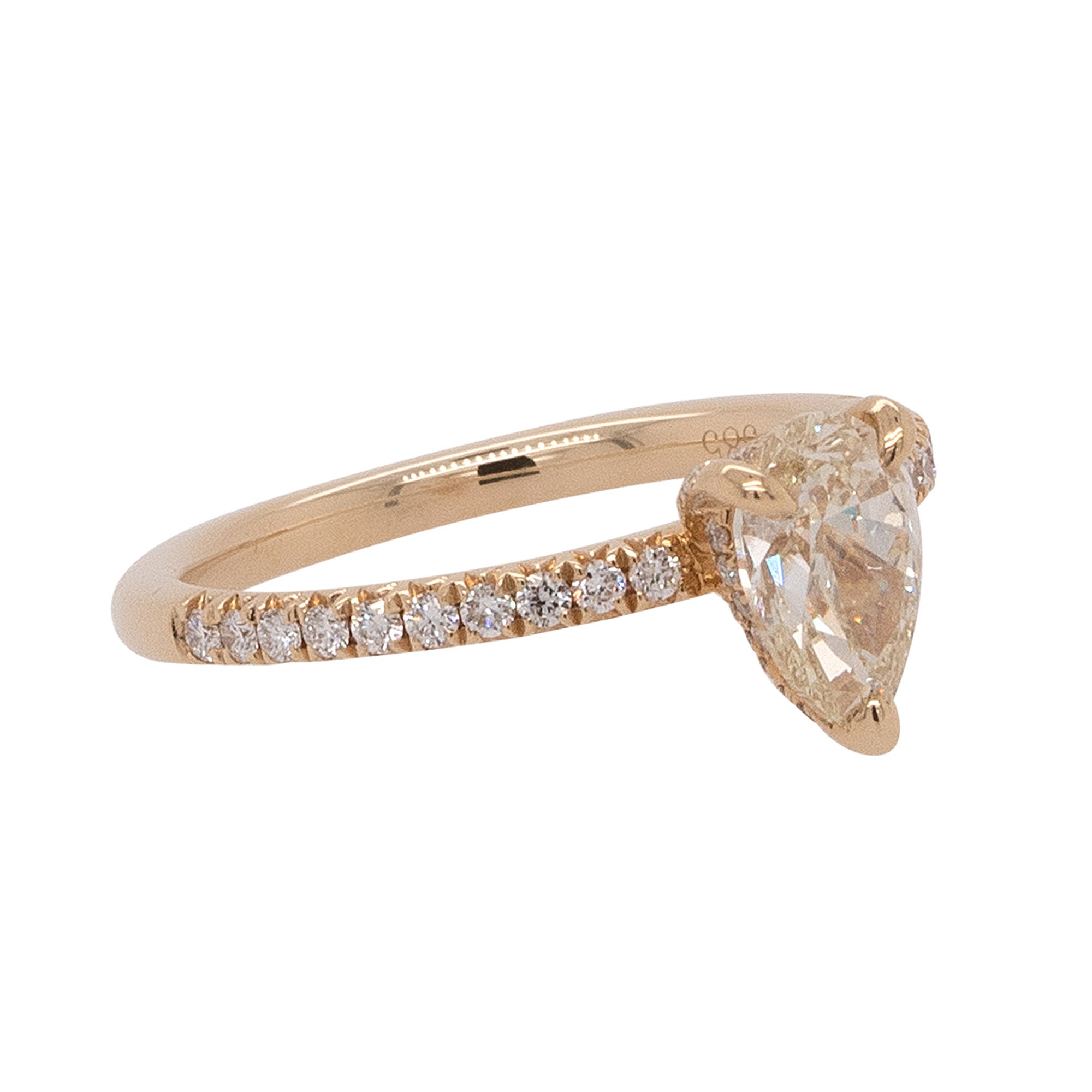 14k Yellow Gold 1ct GIA Certified Natural Pear Shape Diamond Engagement Ring