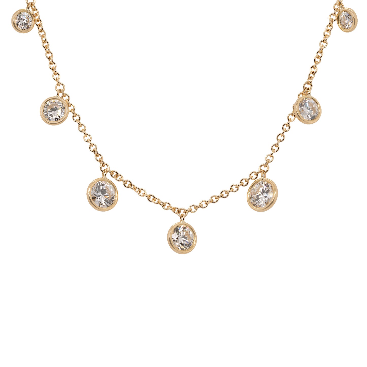 18k Yellow Gold 3.54ctw Round Cut Diamond By The Yard Choker Necklace