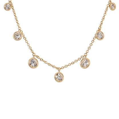 18k Yellow Gold 3.54ctw Round Cut Diamond By The Yard Choker Necklace