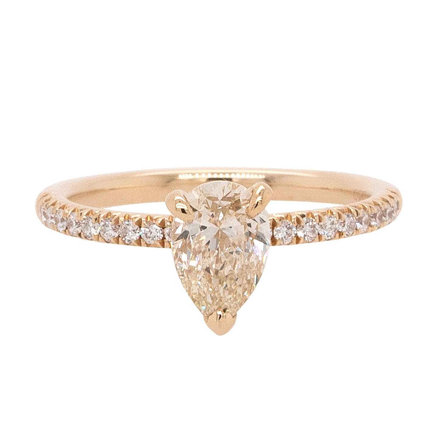 14k Yellow Gold 1ct GIA Certified Natural Pear Shape Diamond Engagement Ring
