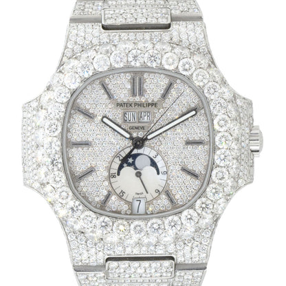 Patek Philippe Nautilus Stainless Steel All Diamond Moon Phase Dial Watch