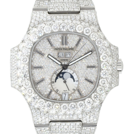 Patek Philippe Nautilus Stainless Steel All Diamond Moon Phase Dial Watch