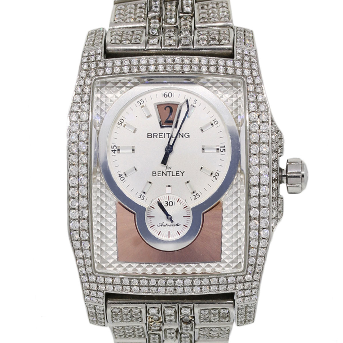 Breitling Bentley A28362 Flying B Aftermarket All Diamond Stainless Steel Watch