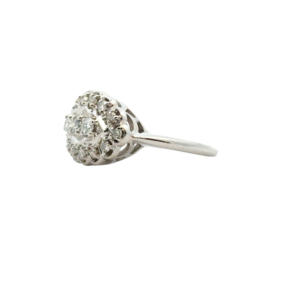 14k White Gold Vintage Style 0.50ctw Diamond Ring