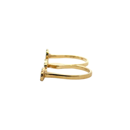 18k Yellow Gold 0.62ctw Diamond Heart Love and Infinity Double Finger Ring