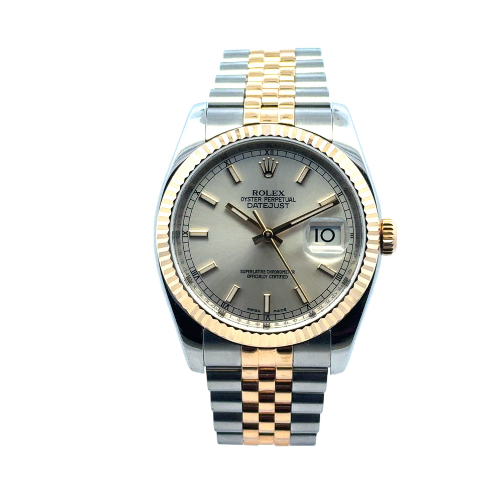 Rolex 116233 Datejust Two Tone Silver Dial Watch