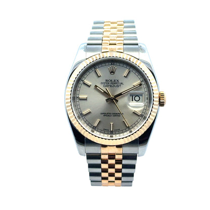 Rolex 116233 Datejust Two Tone Silver Dial Watch