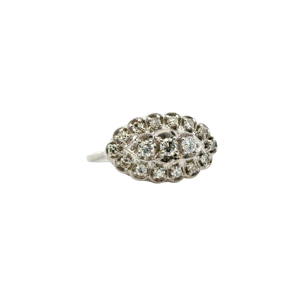 14k White Gold Vintage Style 0.50ctw Diamond Ring