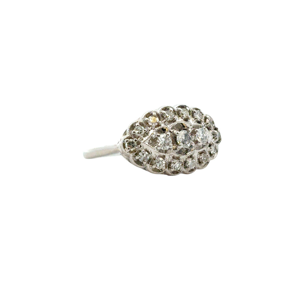 14k White Gold Vintage Style 0.50ctw Diamond Ring