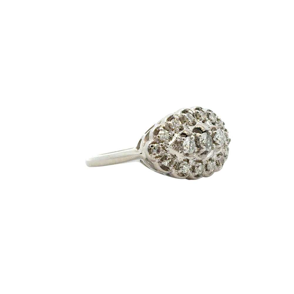 14k White Gold Vintage Style 0.50ctw Diamond Ring