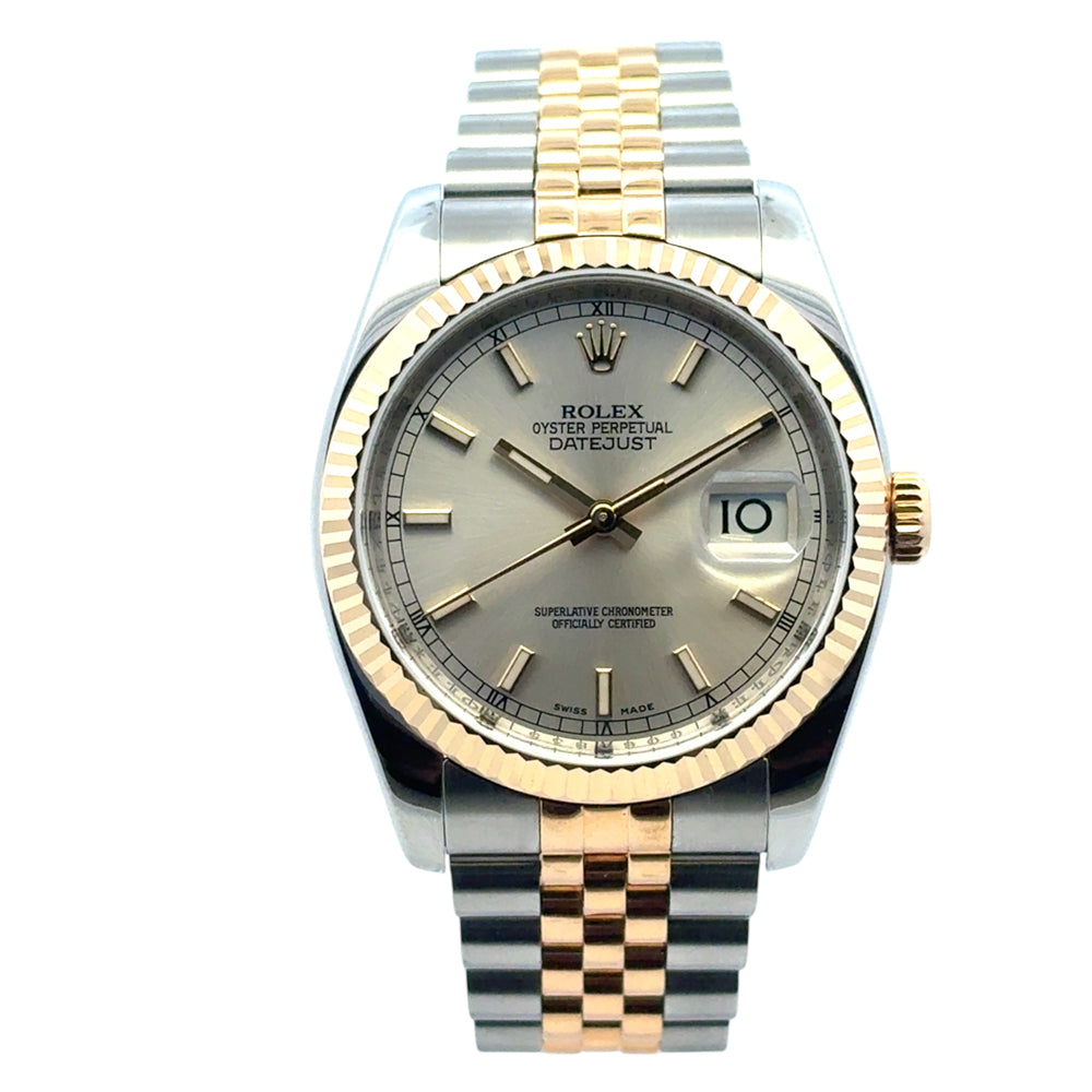 Rolex 116233 Datejust Two Tone Silver Dial Watch