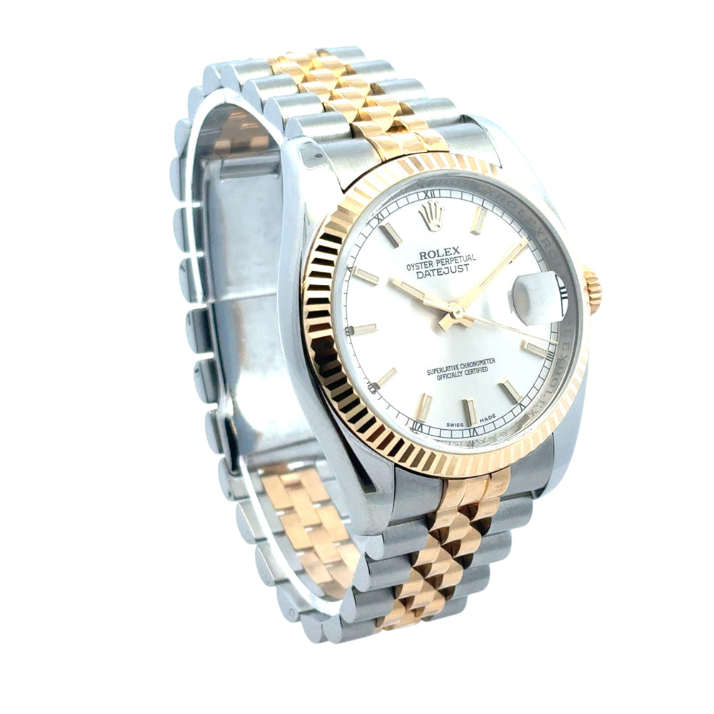 Rolex 116233 Datejust Two Tone Silver Dial Watch