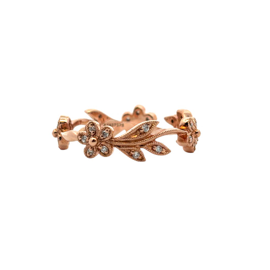 Gabriel and Co. 14k Rose Gold 0.13ctw Diamond Floral Ring Band