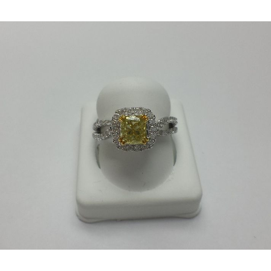 Cushion Fancy Yellow Diamond Ring — view 1