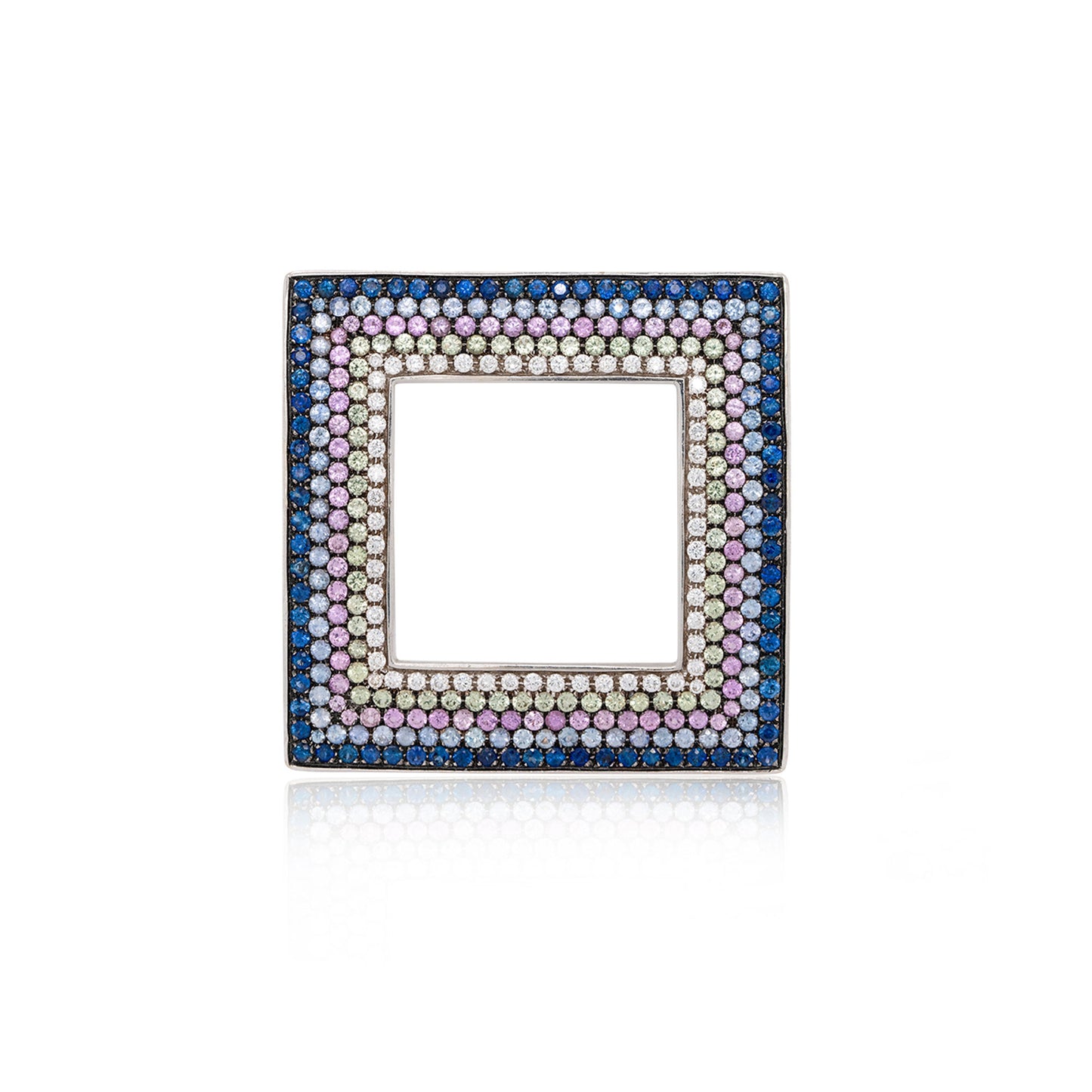 18k White Gold Diamond & Sapphire Pave Belt Buckle