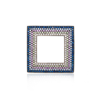 18k White Gold Diamond & Sapphire Pave Belt Buckle