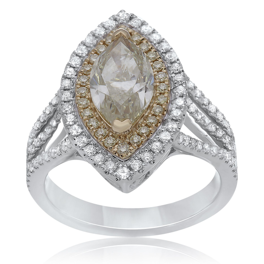 Marquise Cut Yellow Diamond Ring — view 1