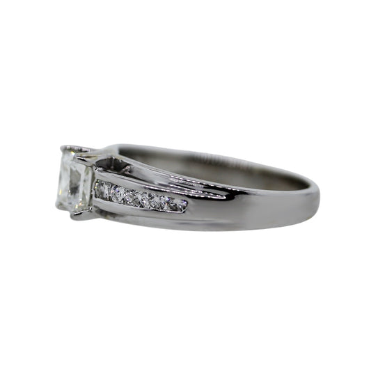 White Gold EGL Certified 0.90ct Princess Cut Diamond Engagement Ring