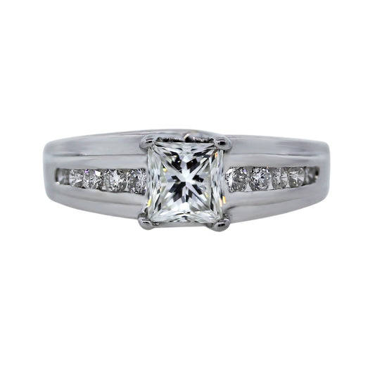 White Gold EGL Certified 0.90ct Princess Cut Diamond Engagement Ring
