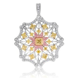 Radiant Fancy Yellow/Pink Diamond Pendant — view 1