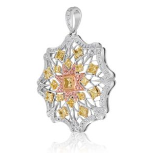 Radiant Fancy Yellow/Pink Diamond Pendant — view 2