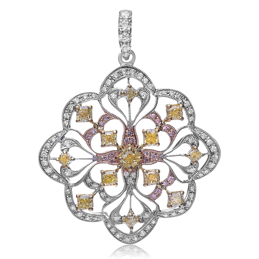 Radiant Fancy Yellow Diamond Pendant — view 1