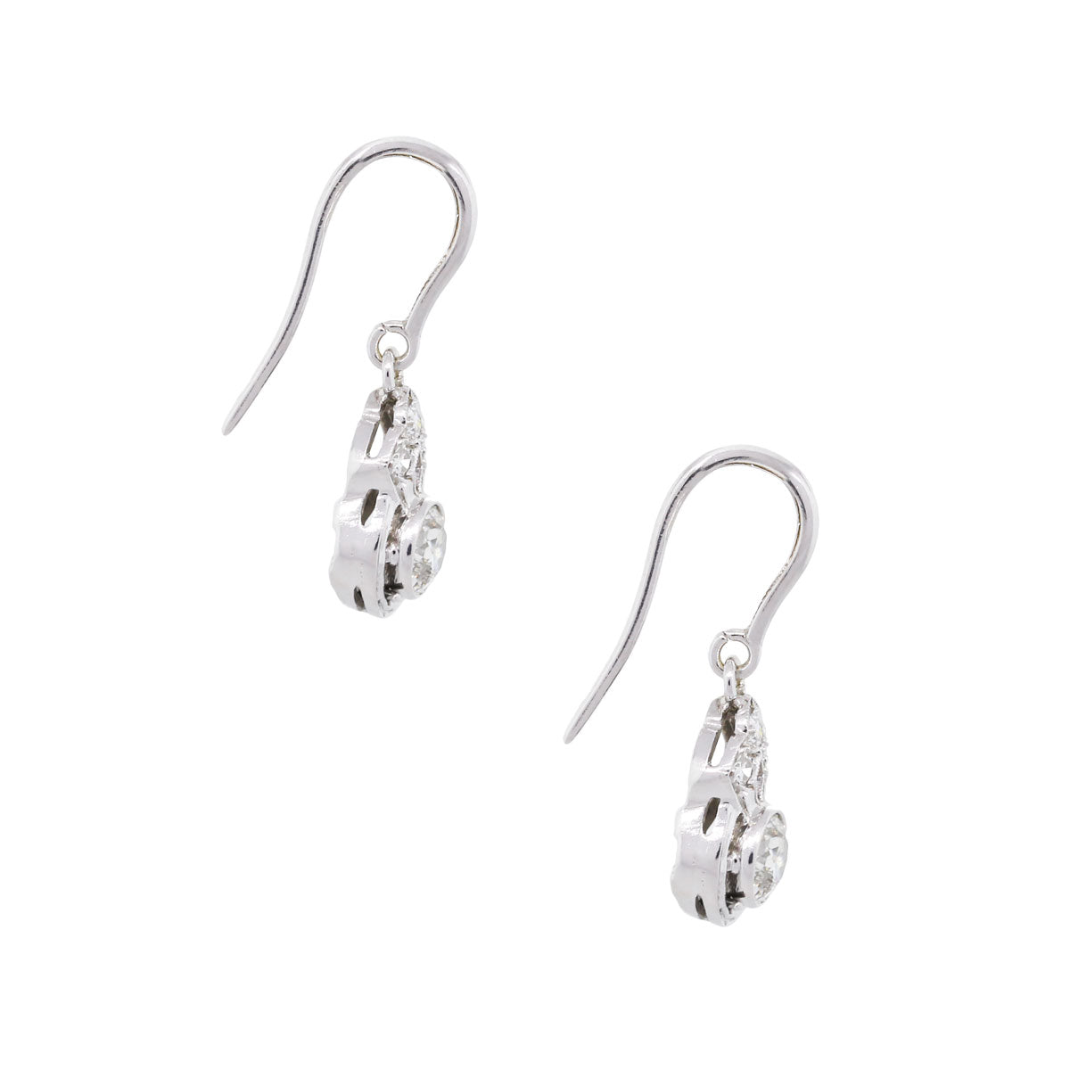 14k White Gold 1.25ctw Diamond Dangle Earrings