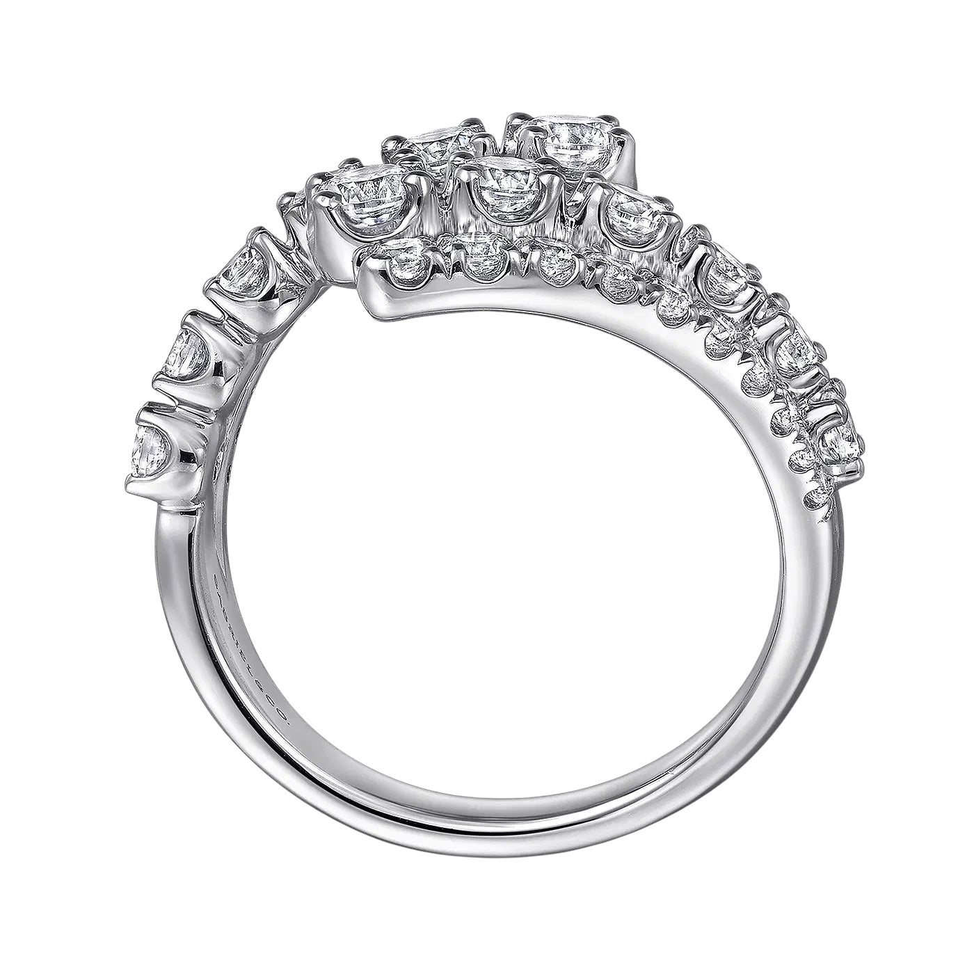 Gabriel and Co. 14k White Gold Double Row 1.48ctw Diamond Bypass Ladies Ring