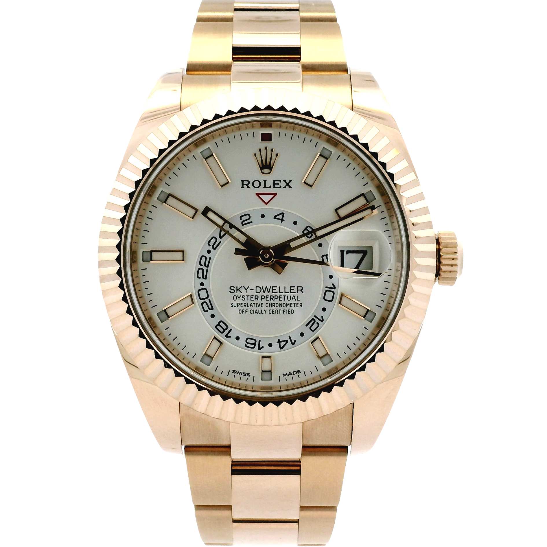 Rolex 326935 SkyDweller 42mm 18k Rose Gold with Ivory Dial Watch