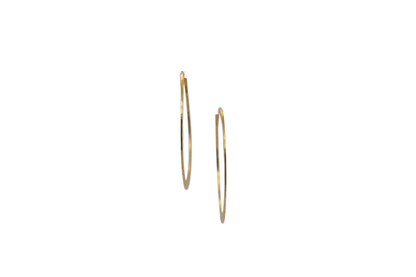 18k Yellow Gold Hammered Hoop Earrings